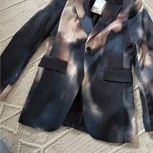 H&M XS CREAM & Blue Casual Blazer